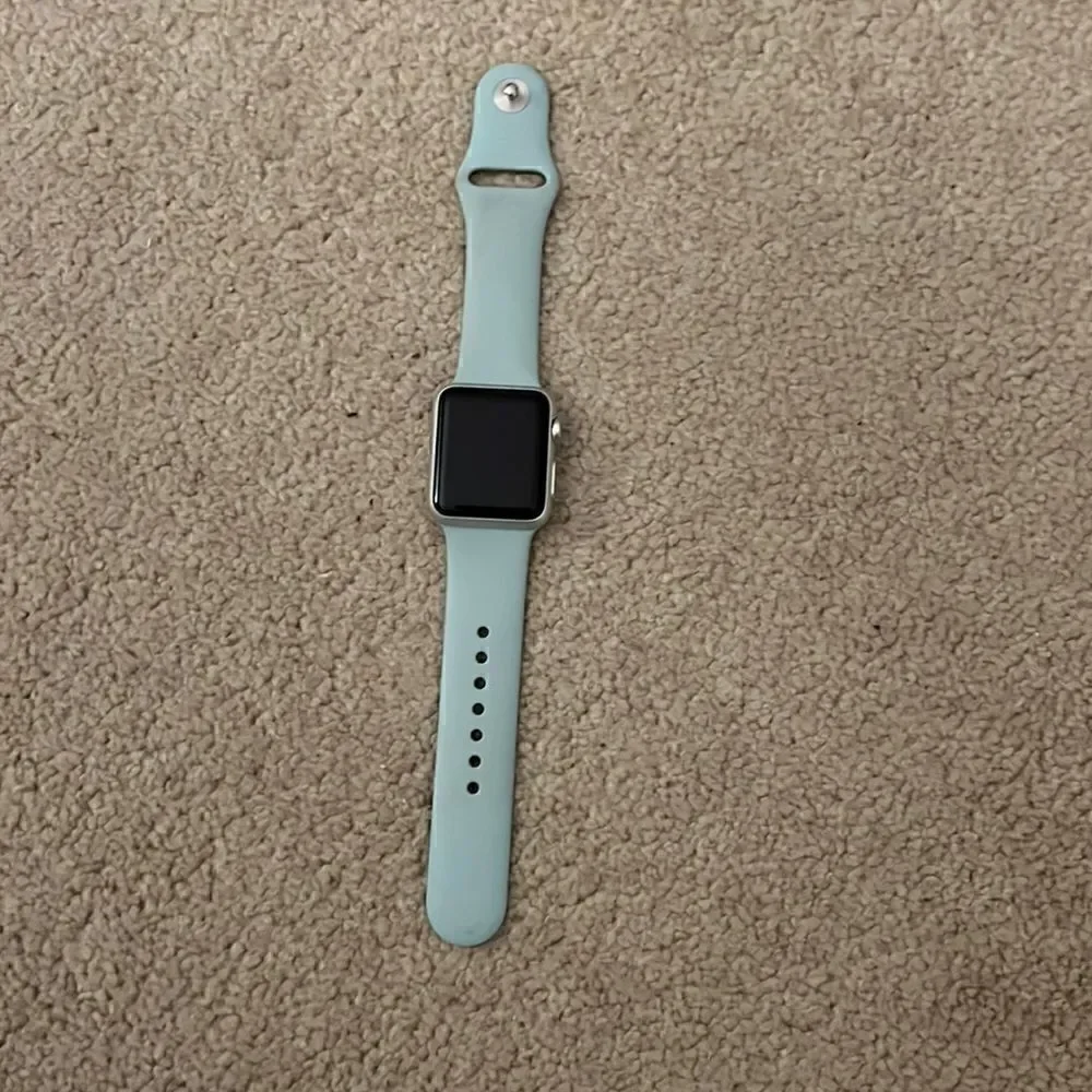 Apple Watch With Blue silicone strap